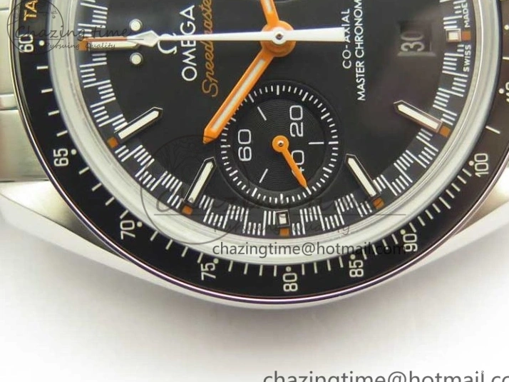 0507 Speedmaster Moonwatch OMF 1:1 Best Edition Black Dial Orange Hand on SS Bracelet A Timeless 8044